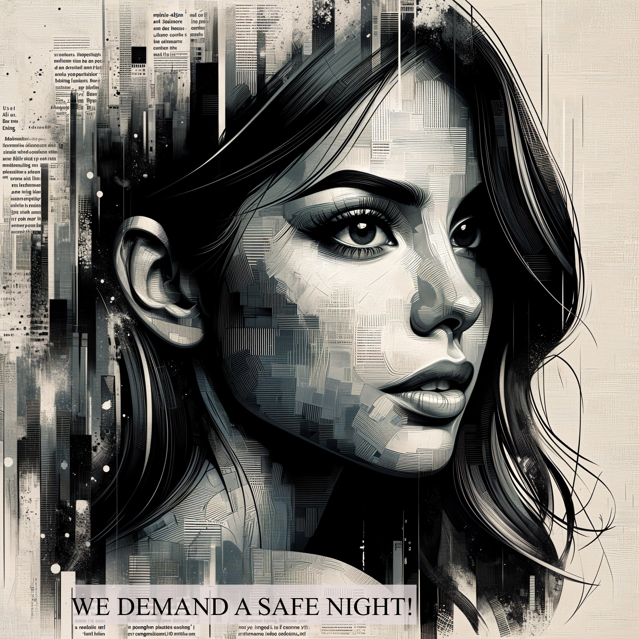 Portrait of a Woman with Abstract Background and Text