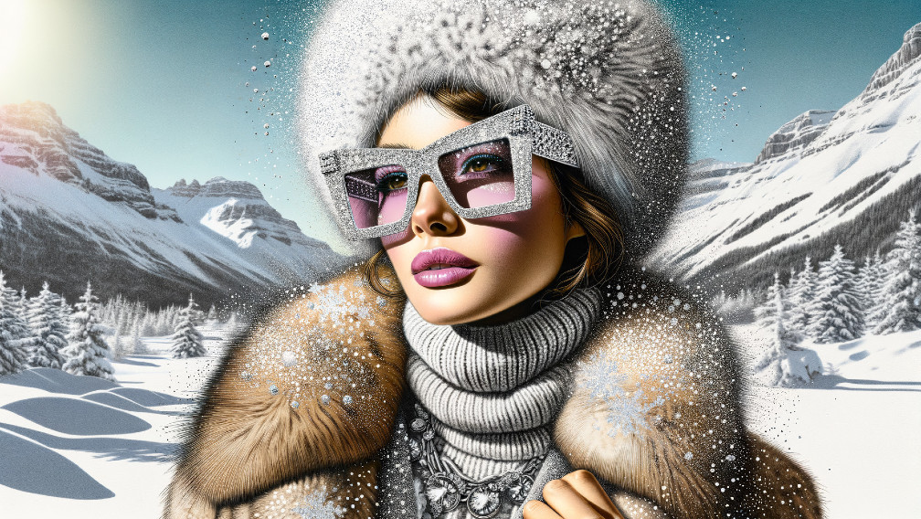 Elegant Woman in Snowy Landscape with Fur Coat
