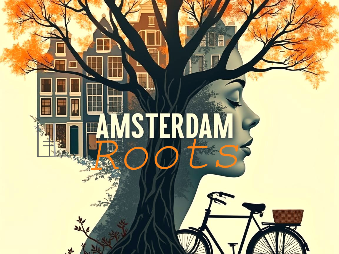 Silhouette of Woman and Tree with Amsterdam Background