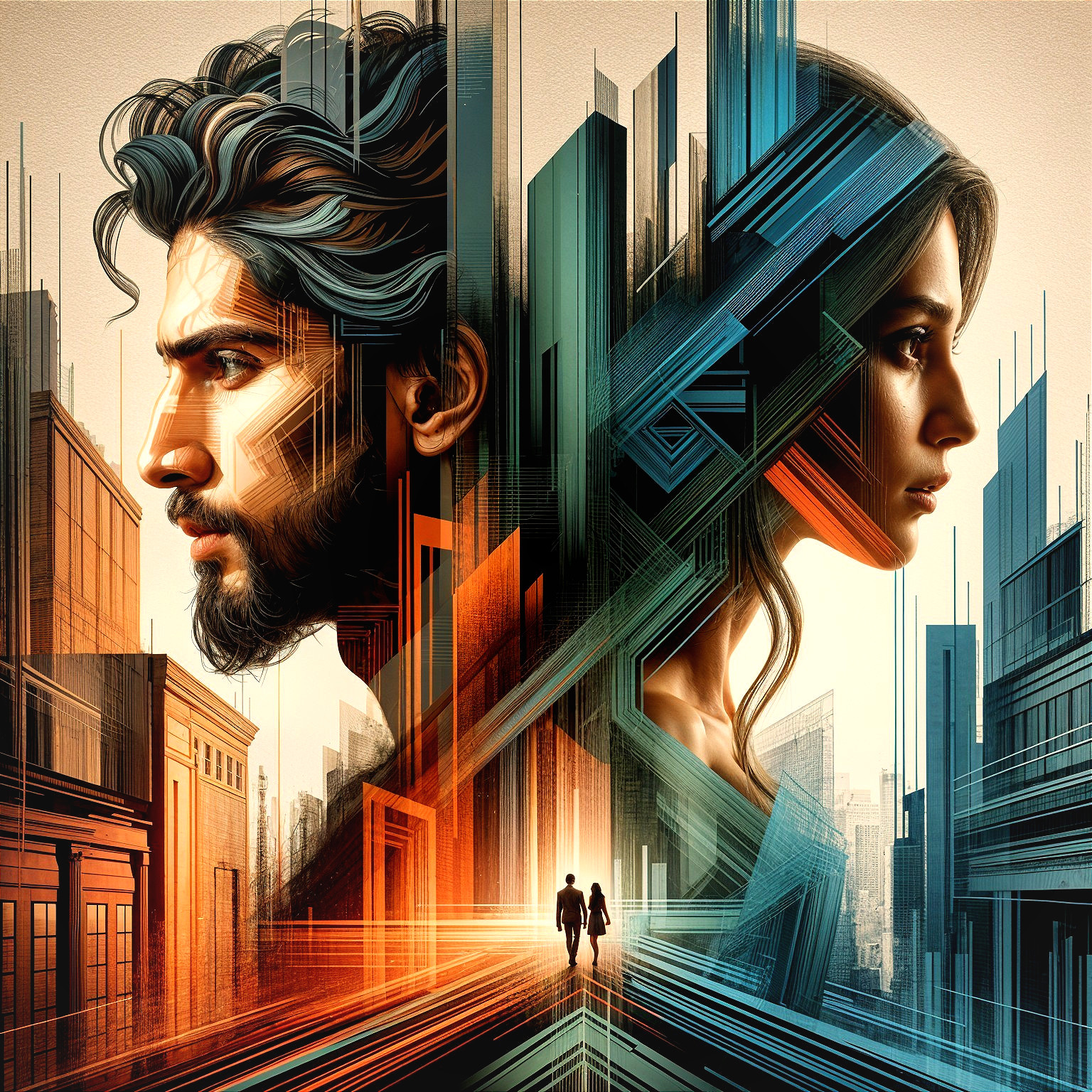 Abstract Representation of Figures in Urban Landscape
