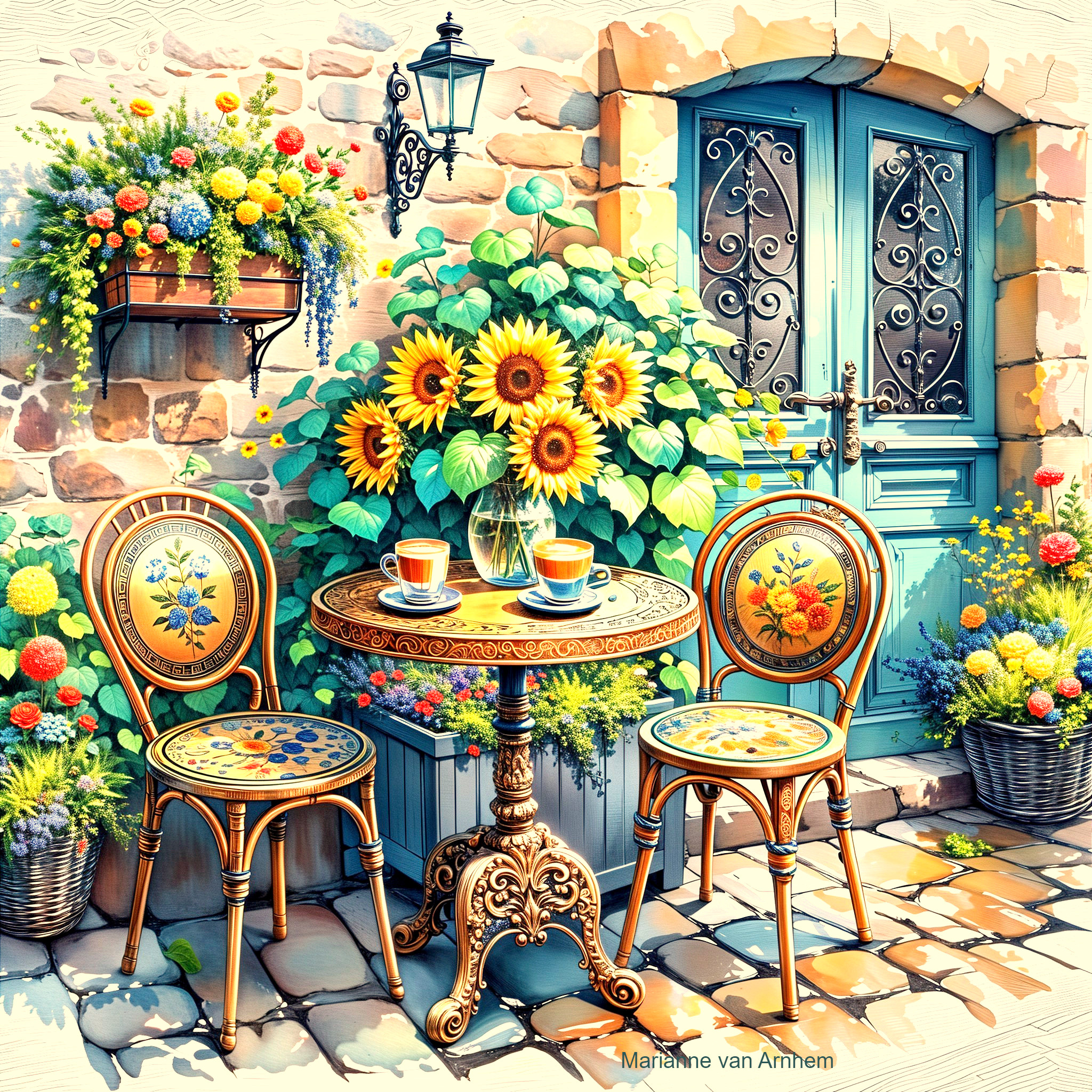 Charming Outdoor Table Setting with Floral Decor