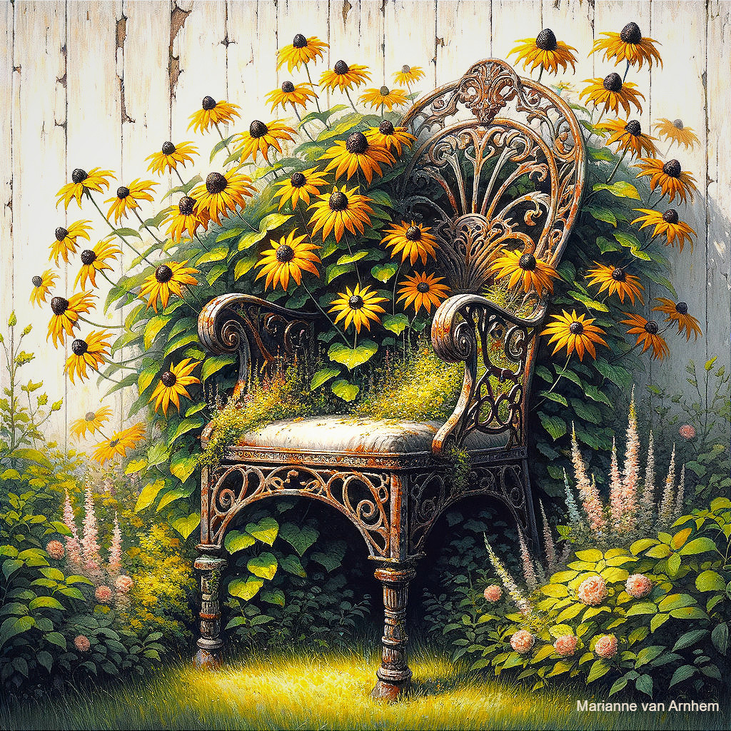 Rusty Garden Chair in Yellow Oasis