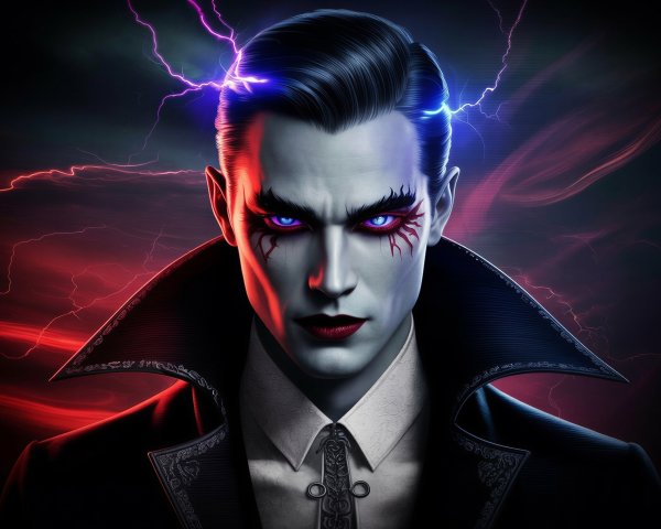 Dark Figure with Pale Skin and Dramatic Makeup