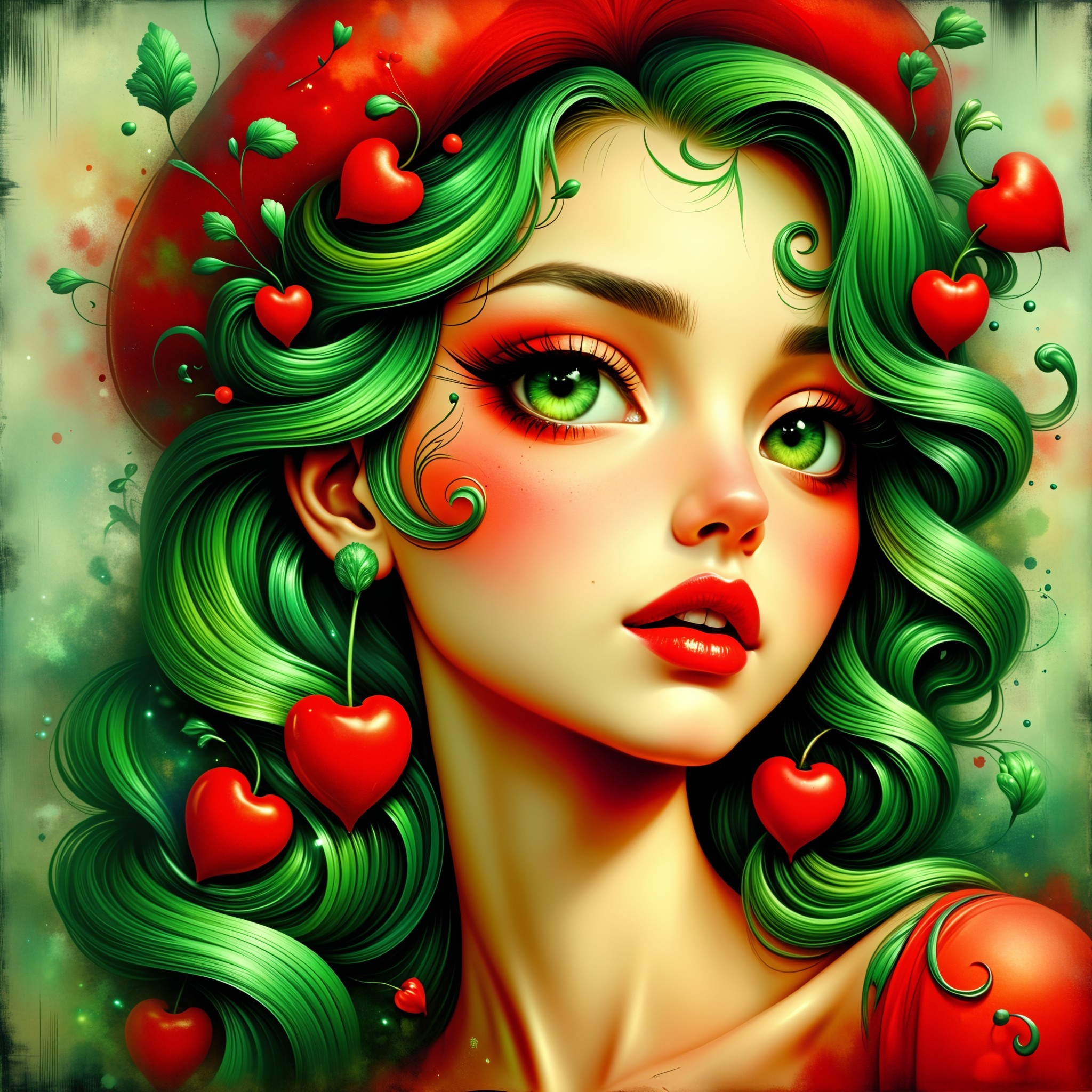Vibrant Portrait of a Young Woman with Green Hair