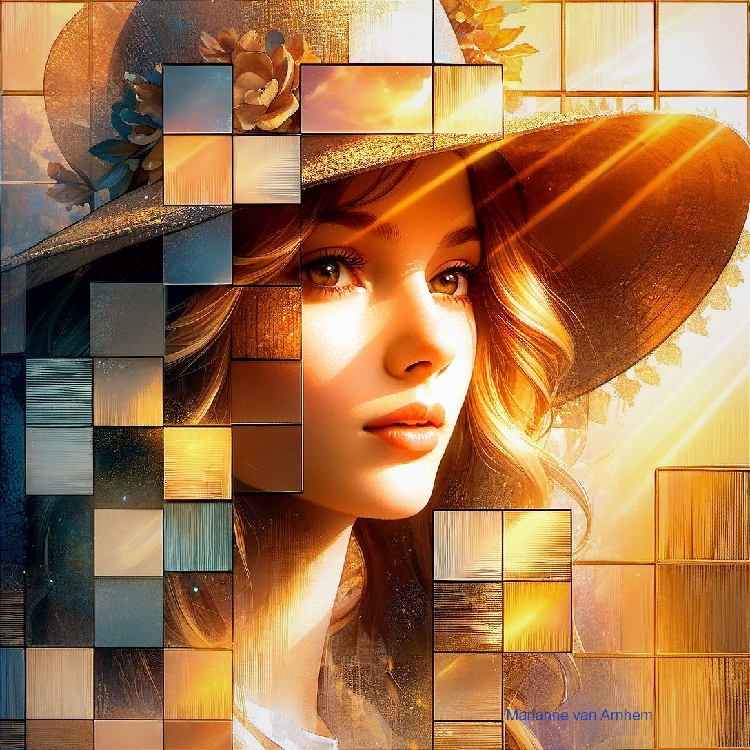 Portrait of a Woman in a Flowered Hat with Soft Lighting