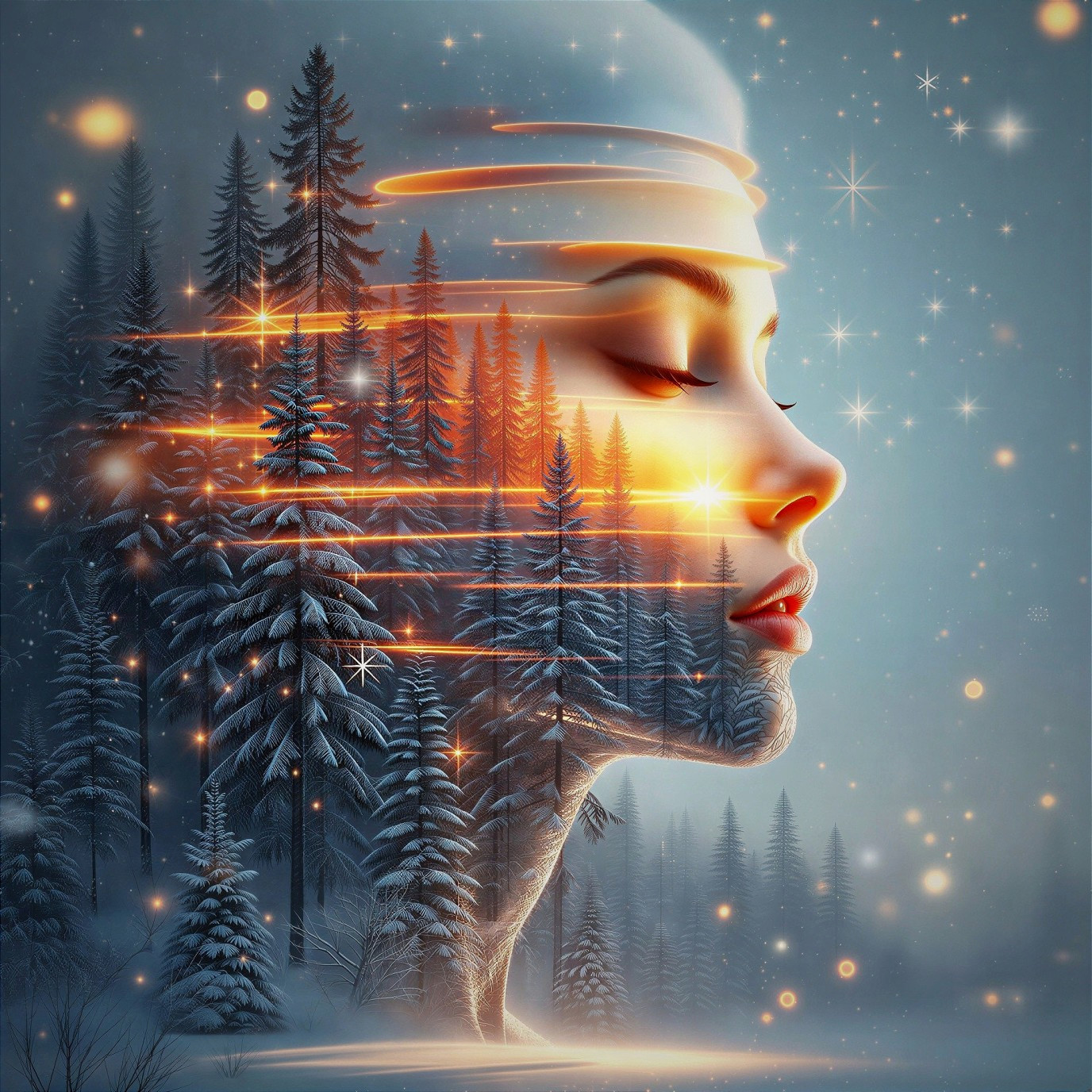 Detailed Digital Painting of Serene Woman's Profile