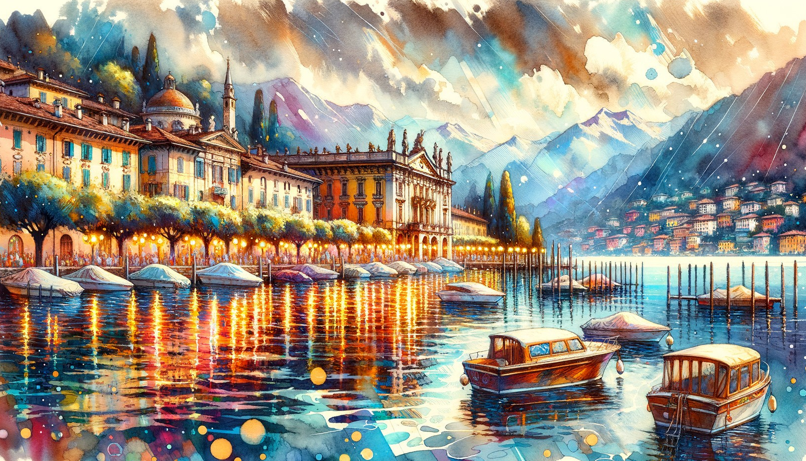 Picturesque Lakeside Scene with Colorful Buildings