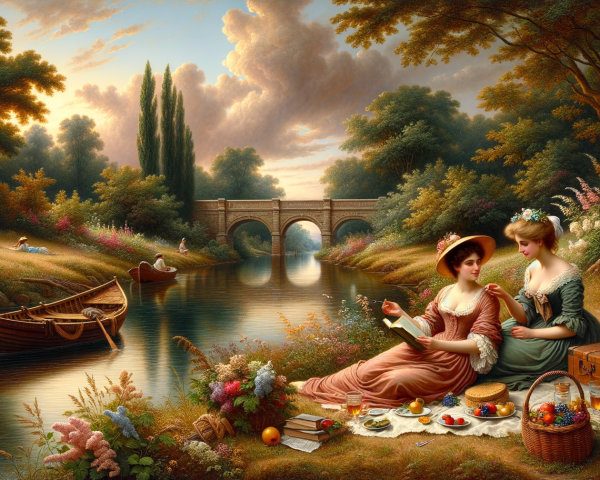 Elegant Picnic by a Tranquil River in Nature