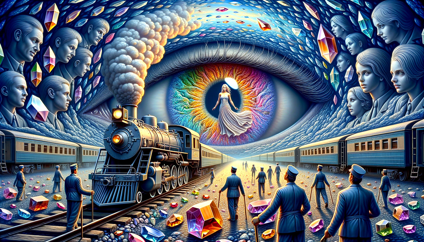 Surreal Scene of a Locomotive Under a Swirling Sky