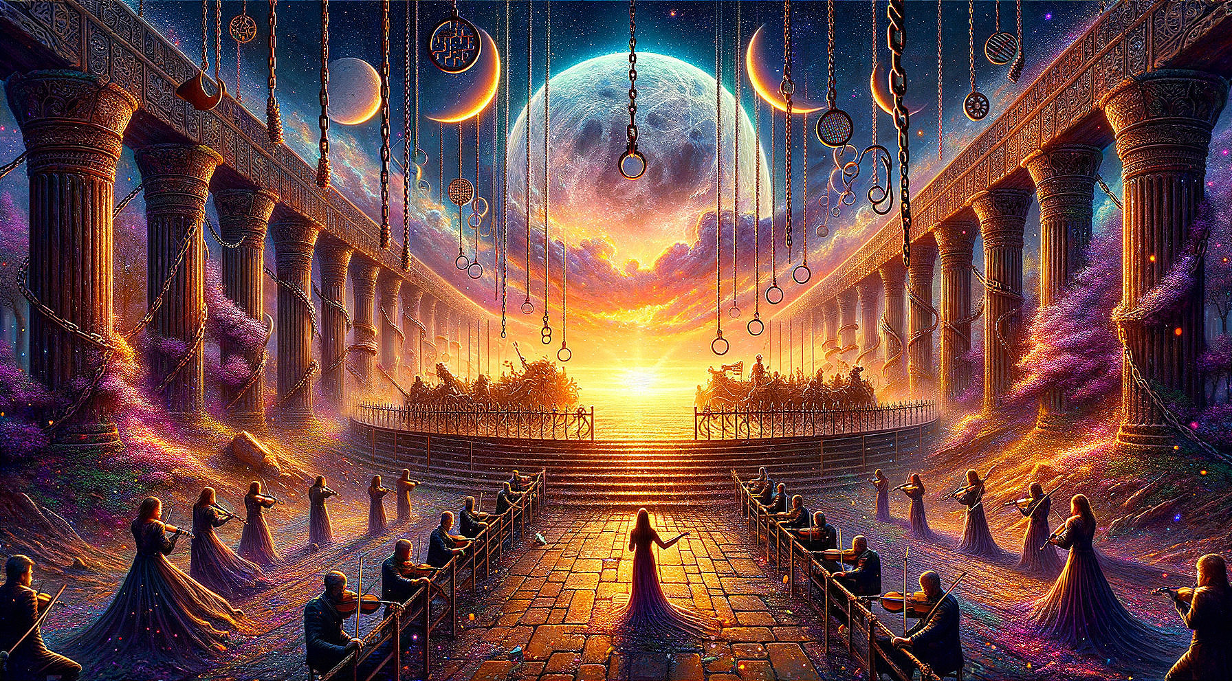 Cosmic Amphitheater with Ethereal Music Performers