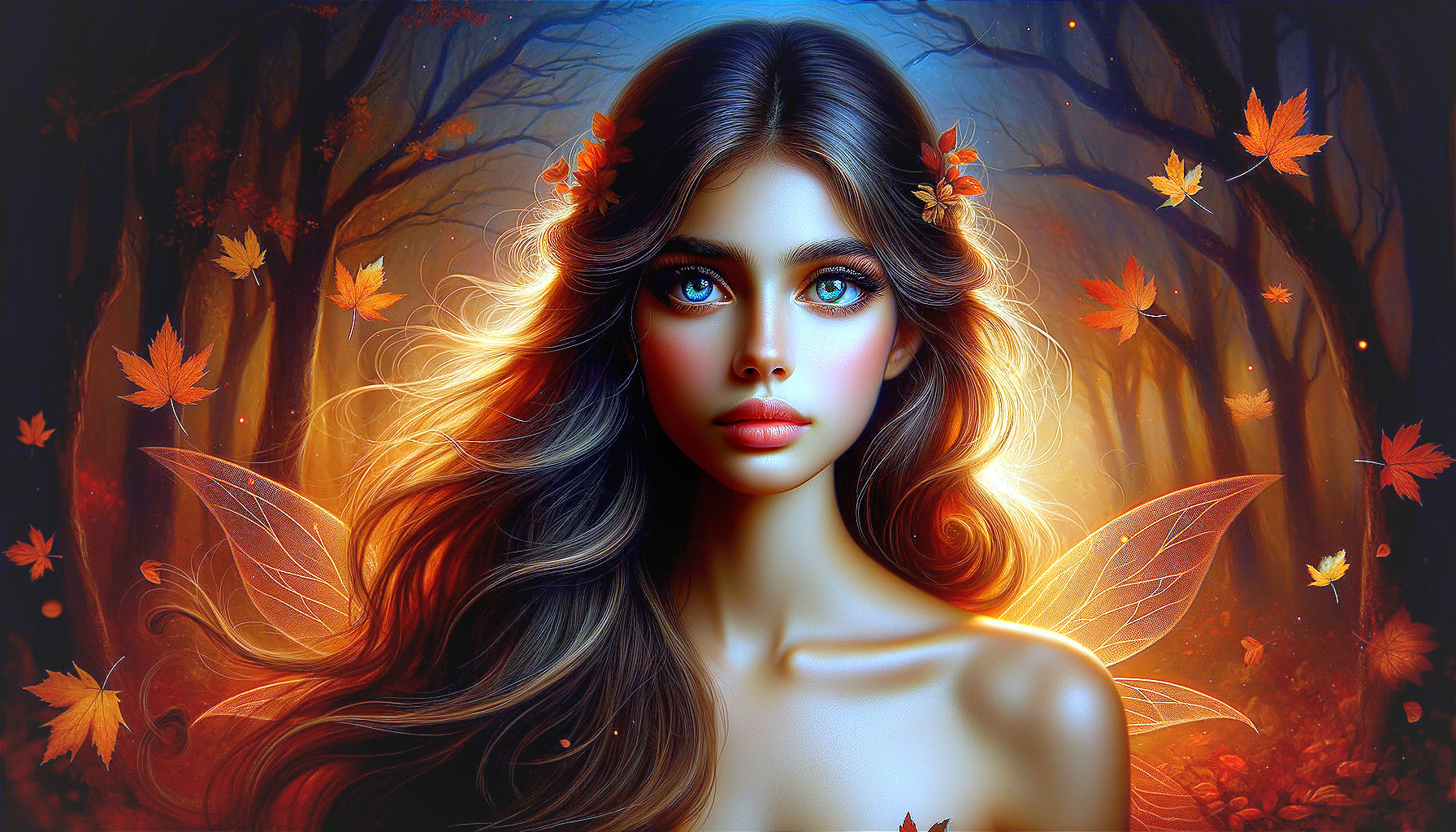 Mystical Fairy in Enchanted Autumn Forest Scene