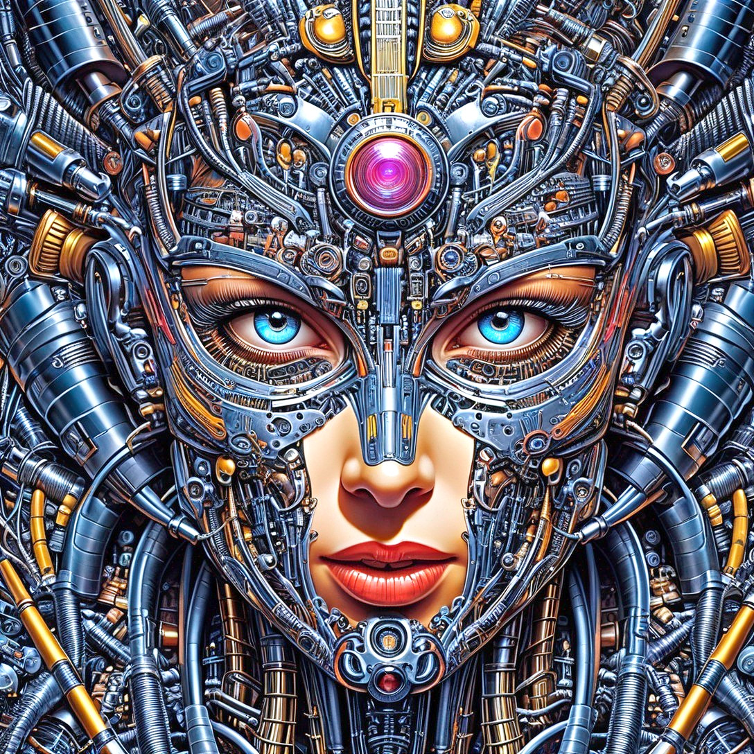 Robotic Face with Human-like Eyes and Mechanical Details