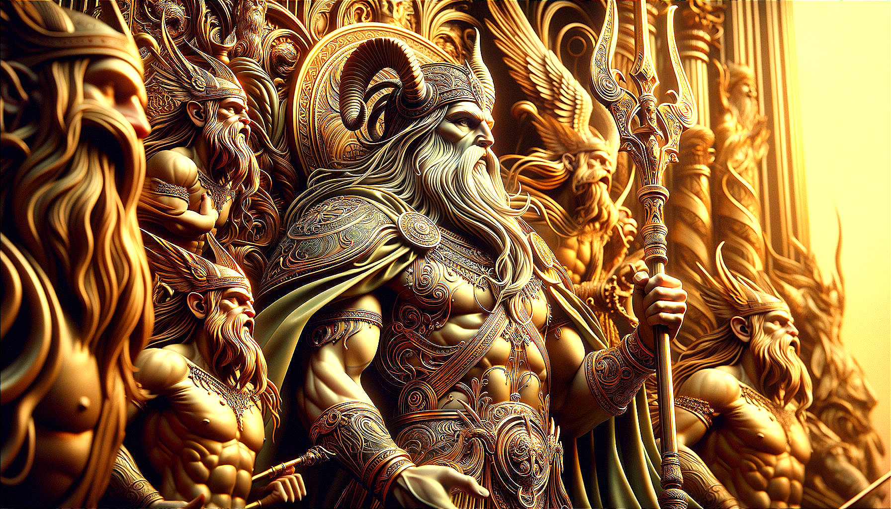 Intricately Carved Relief of a Powerful Figure
