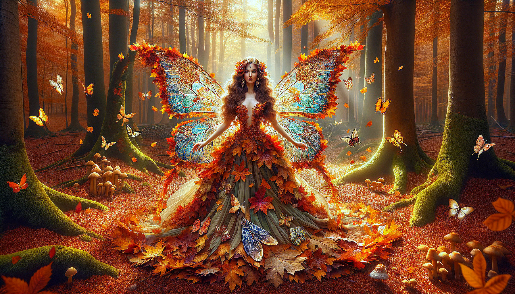 Fantastical Figure in a Magical Autumn Forest
