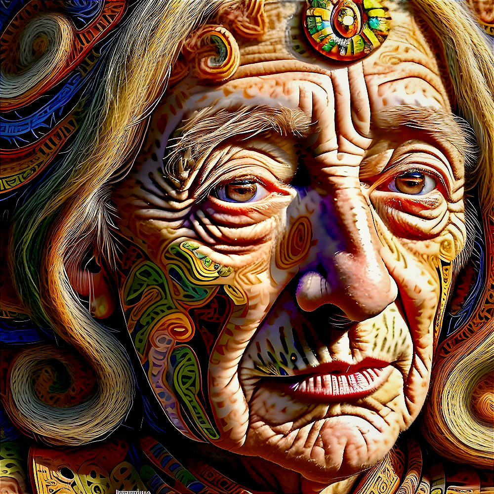 Vibrant Digital Art of a Face with Intricate Patterns
