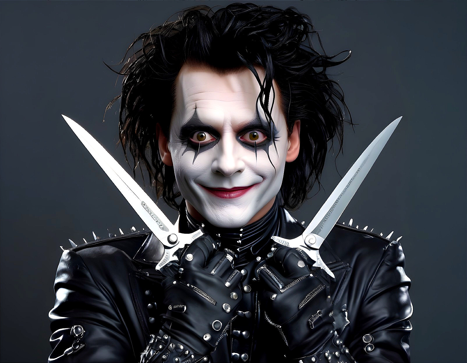 Gothic Character with Pale Skin and Dramatic Makeup