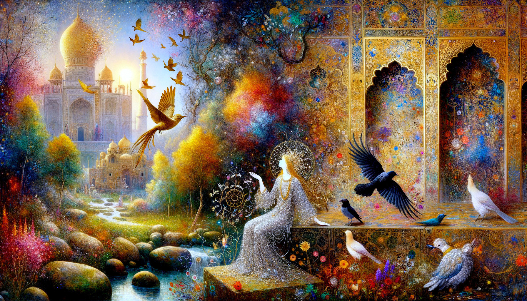 Mystical Landscape with Graceful Figure and Palace