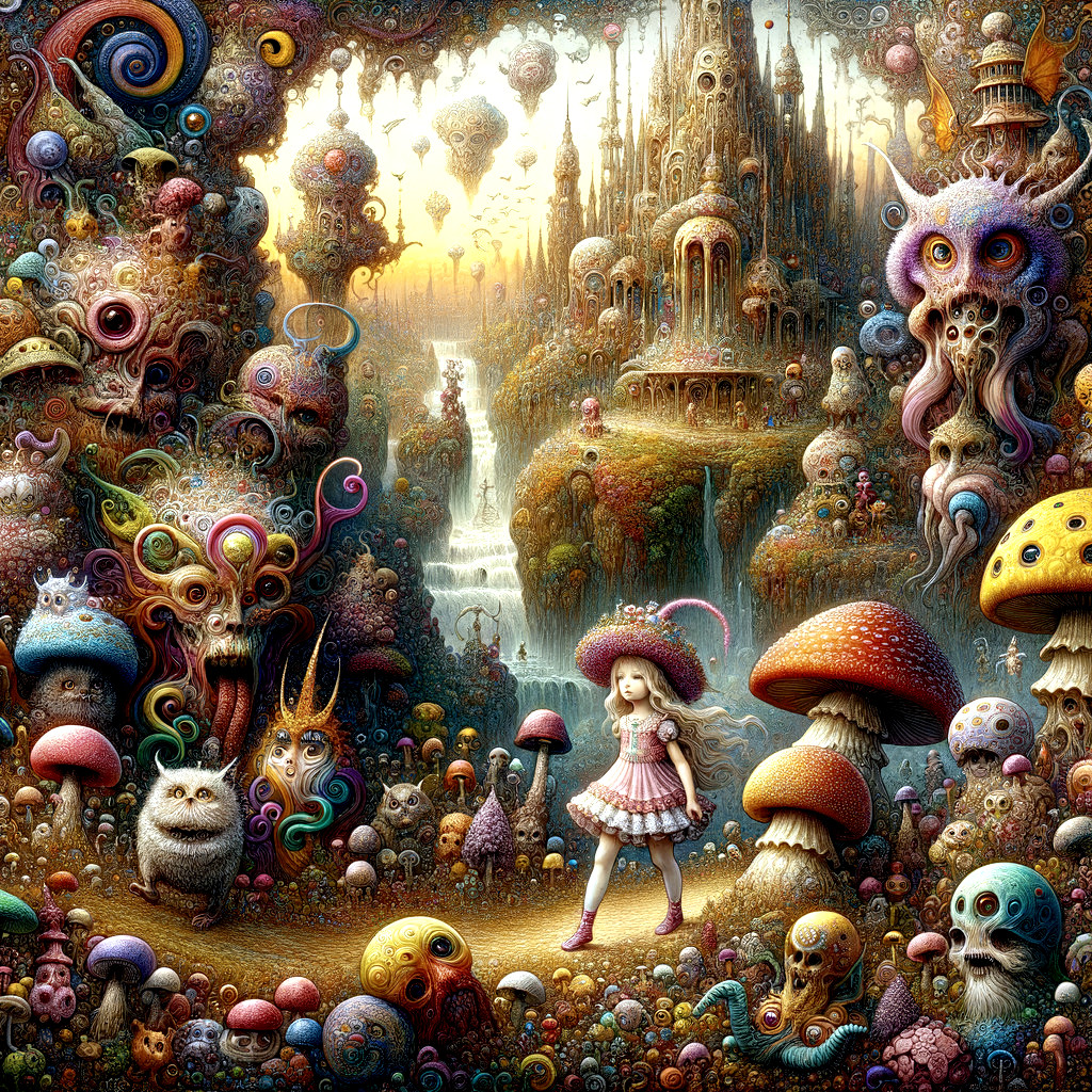 Whimsical Landscape with Vibrant Colors and Details