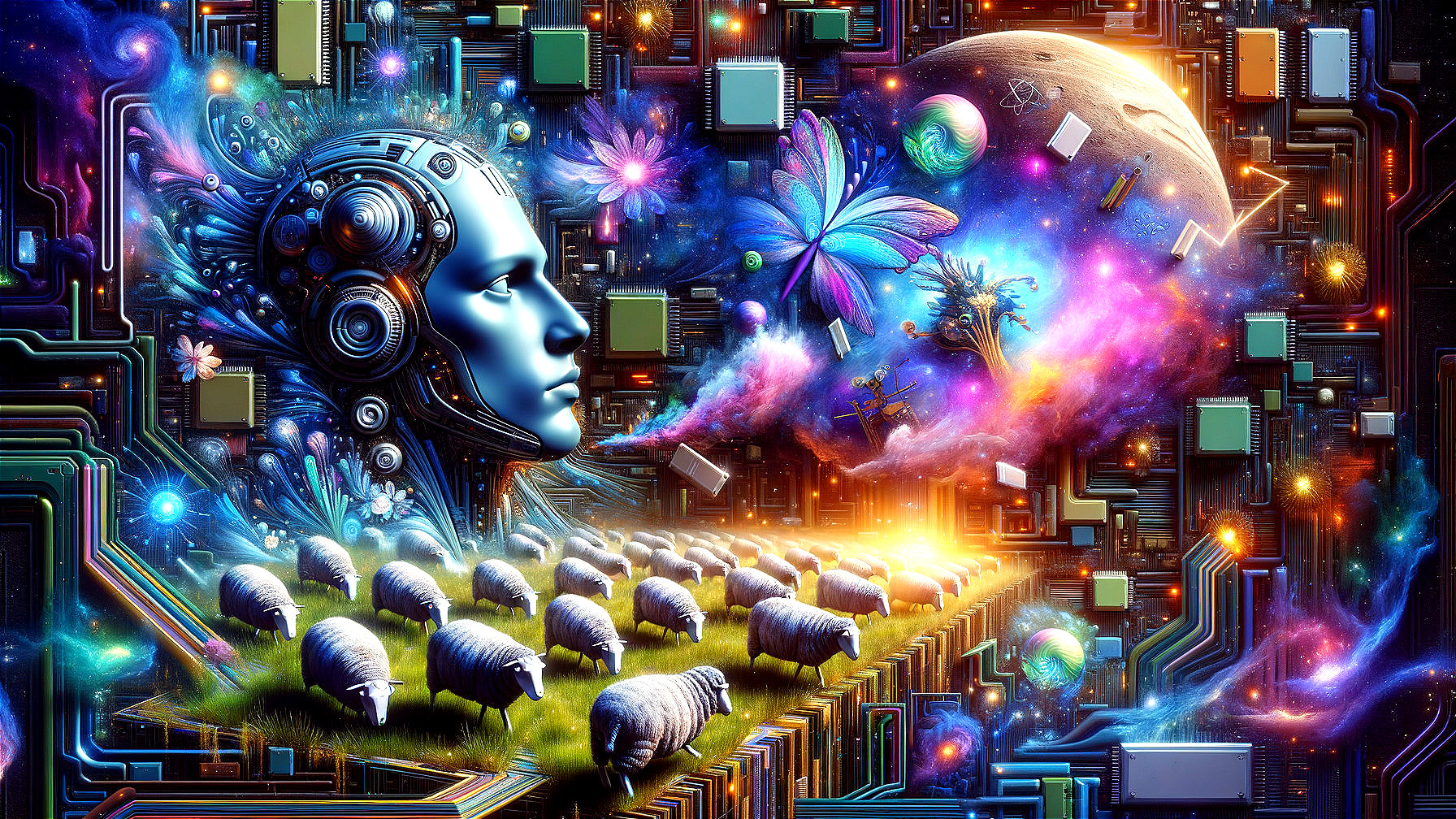 Surreal Fusion of Technology and Nature in Cosmos