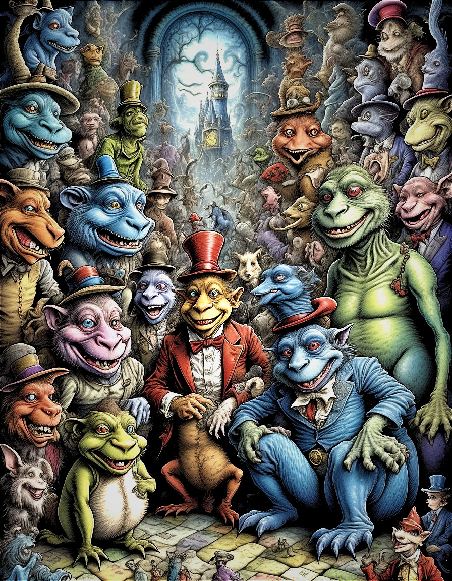 Whimsical Gathering of Colorful Anthropomorphic Creatures