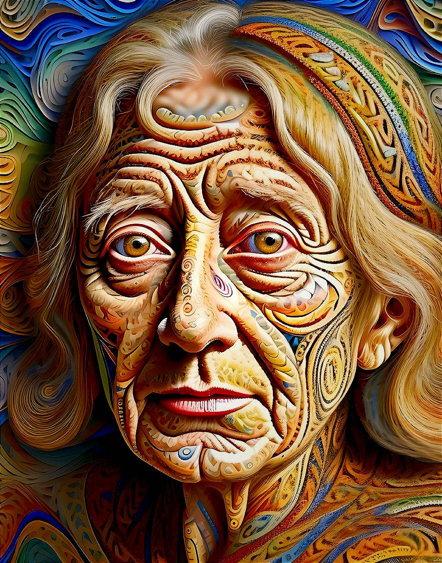 Elderly Woman Portrait in Van Gogh-Inspired Style