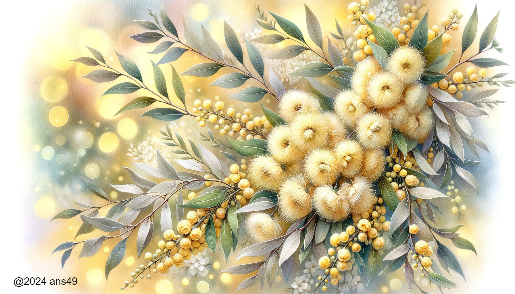 Vibrant Floral Arrangement with Yellow Blooms and Leaves