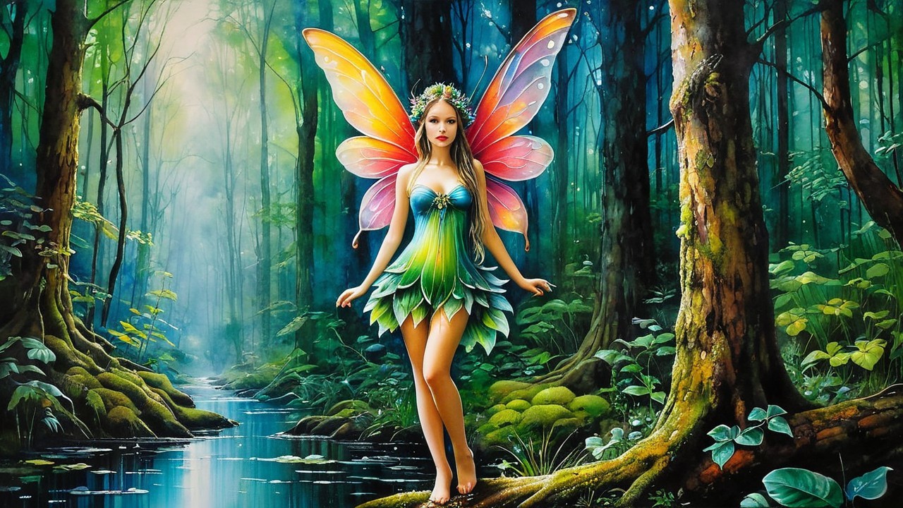 Mystical Fairy in a Vibrant Forest Setting