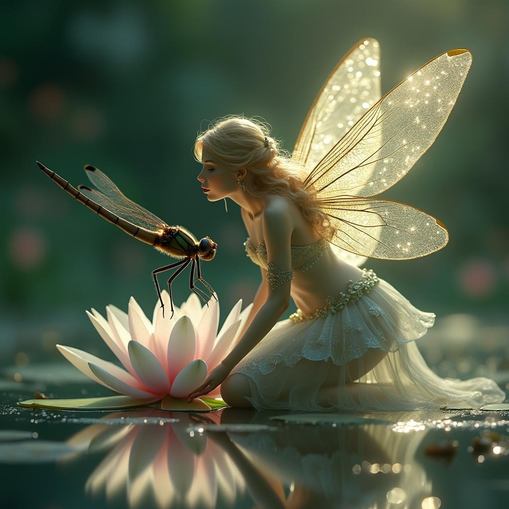 Ethereal Fairy by Pink Lotus on Calm Pond