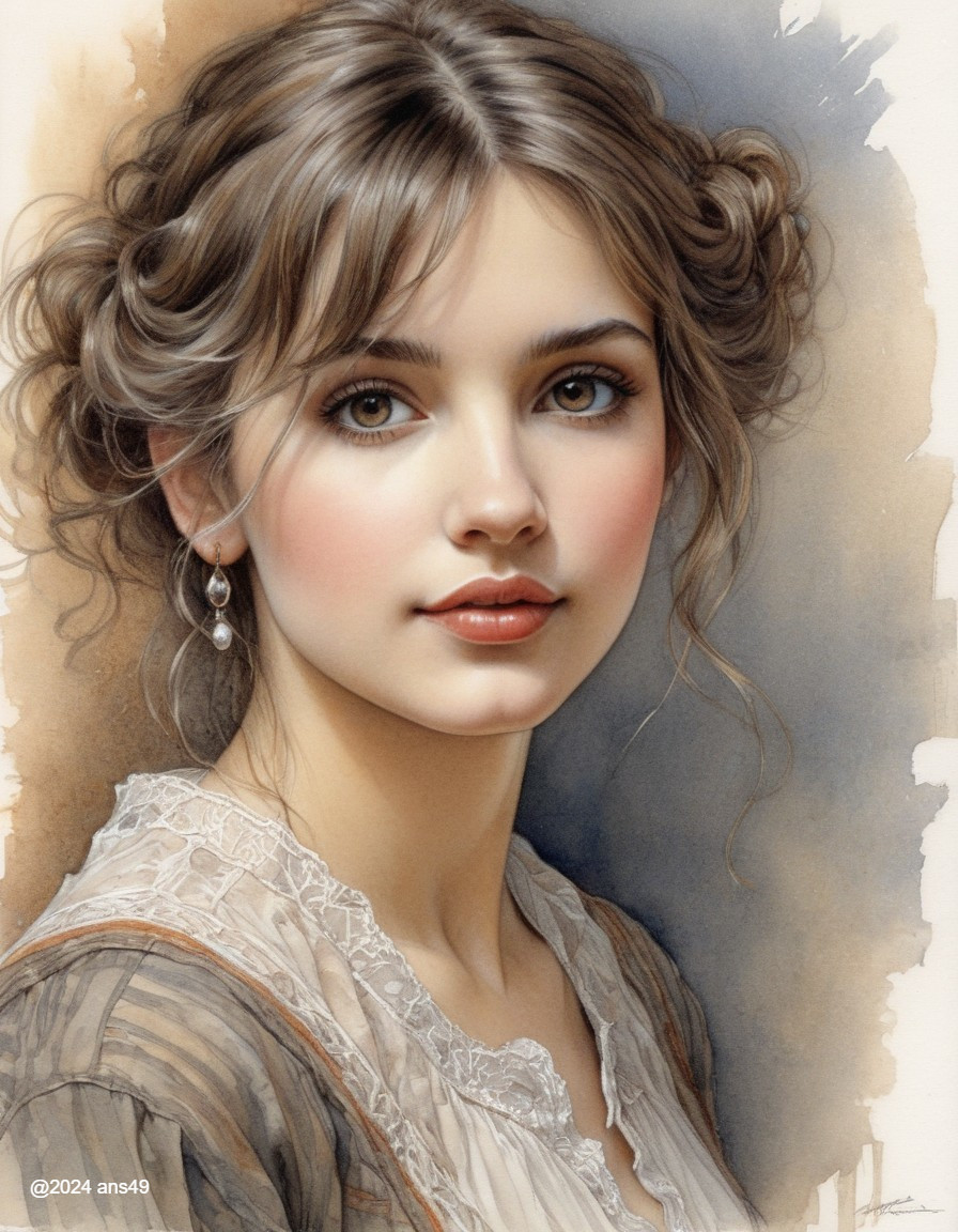 Portrait of a Young Woman with Delicate Features