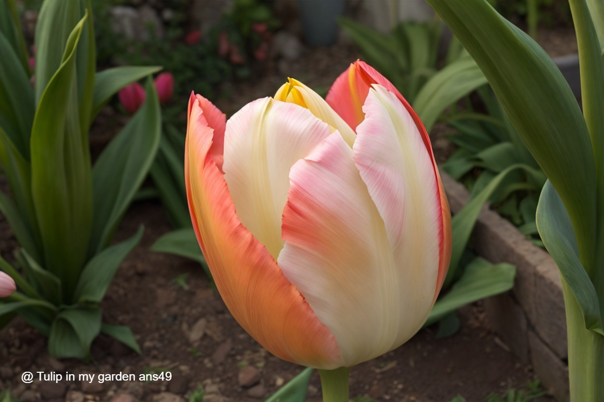 Vibrant Tulip Blooms in Soft Pink and White Shades