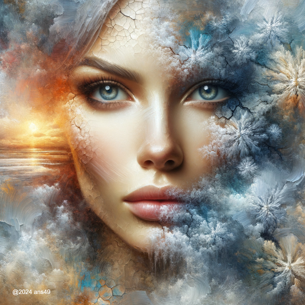 Artistic Portrait of a Woman in Cloudy Icy Setting