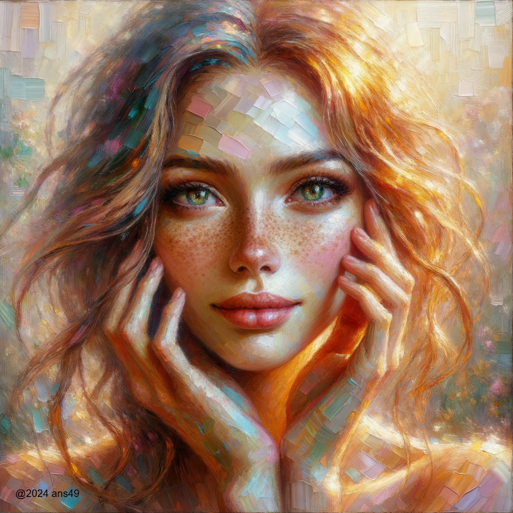 Portrait of a Young Woman with Golden-Brown Hair