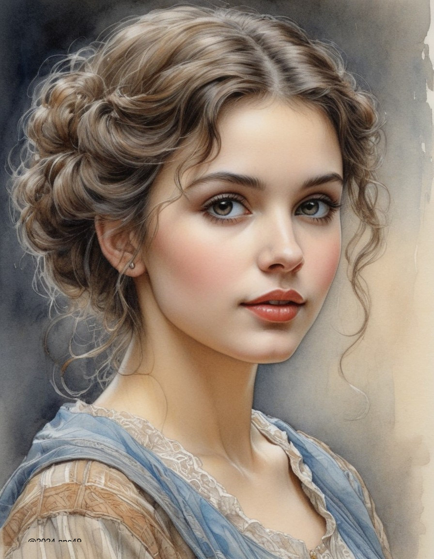 Portrait of a Young Woman with Soft Features and Updo