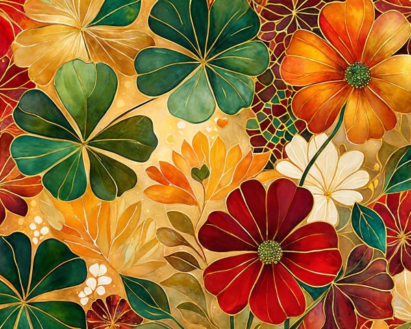 Vibrant Autumn Flowers and Leaves in Rich Colors