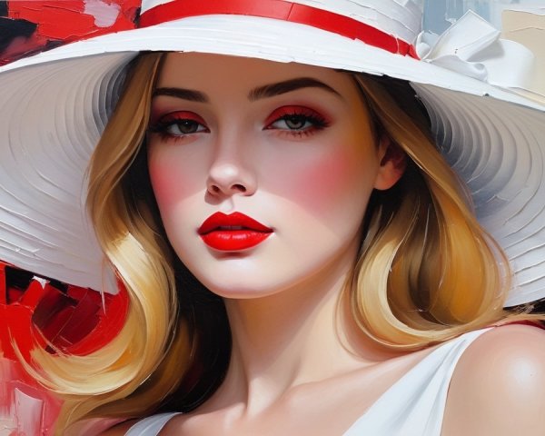 Portrait of a Young Woman in a White Hat