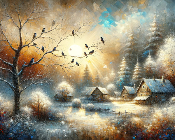 Serene Winter Landscape with Snow-Covered Trees