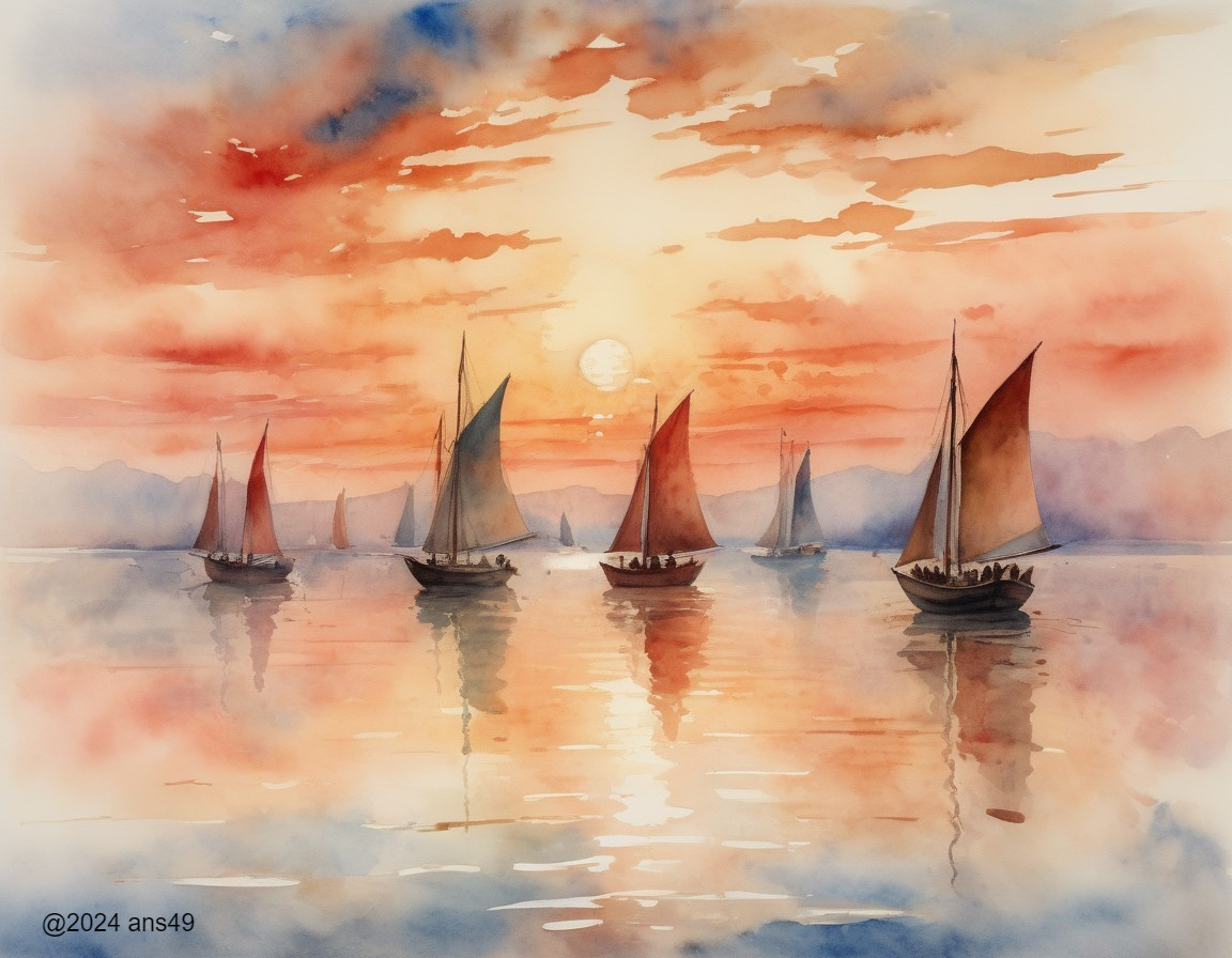 Sailboats Serenade: Sunset Symphony