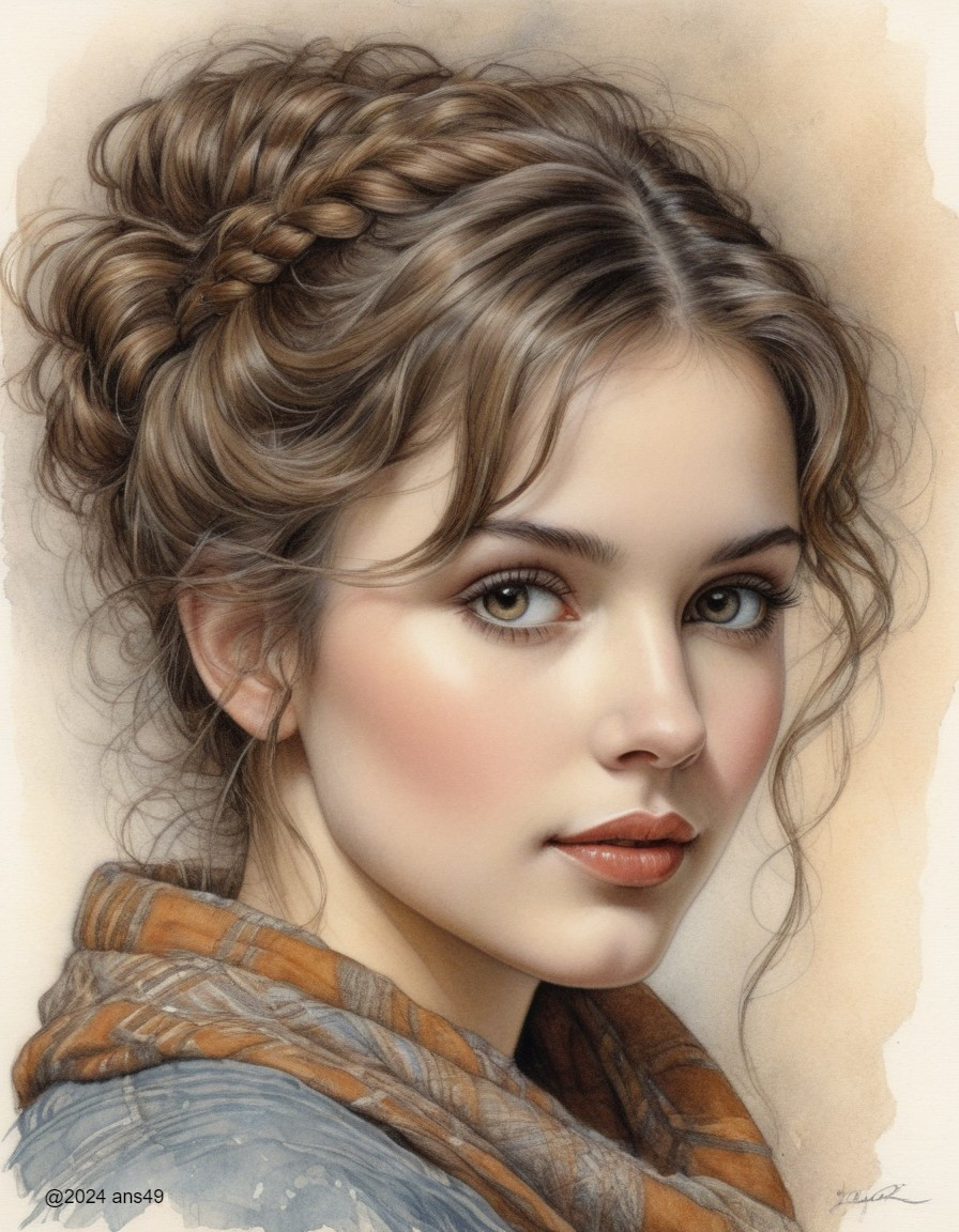 Portrait of a Young Woman with Expressive Features