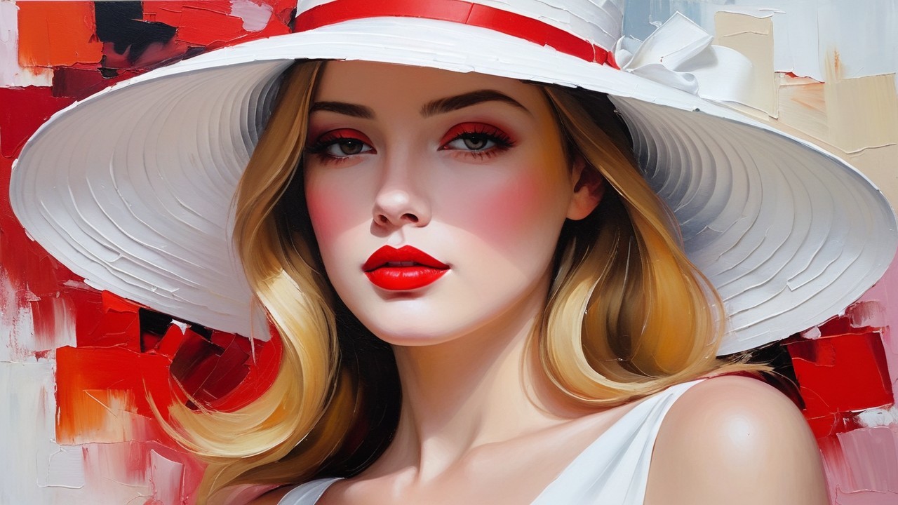 Portrait of a Young Woman in a White Hat