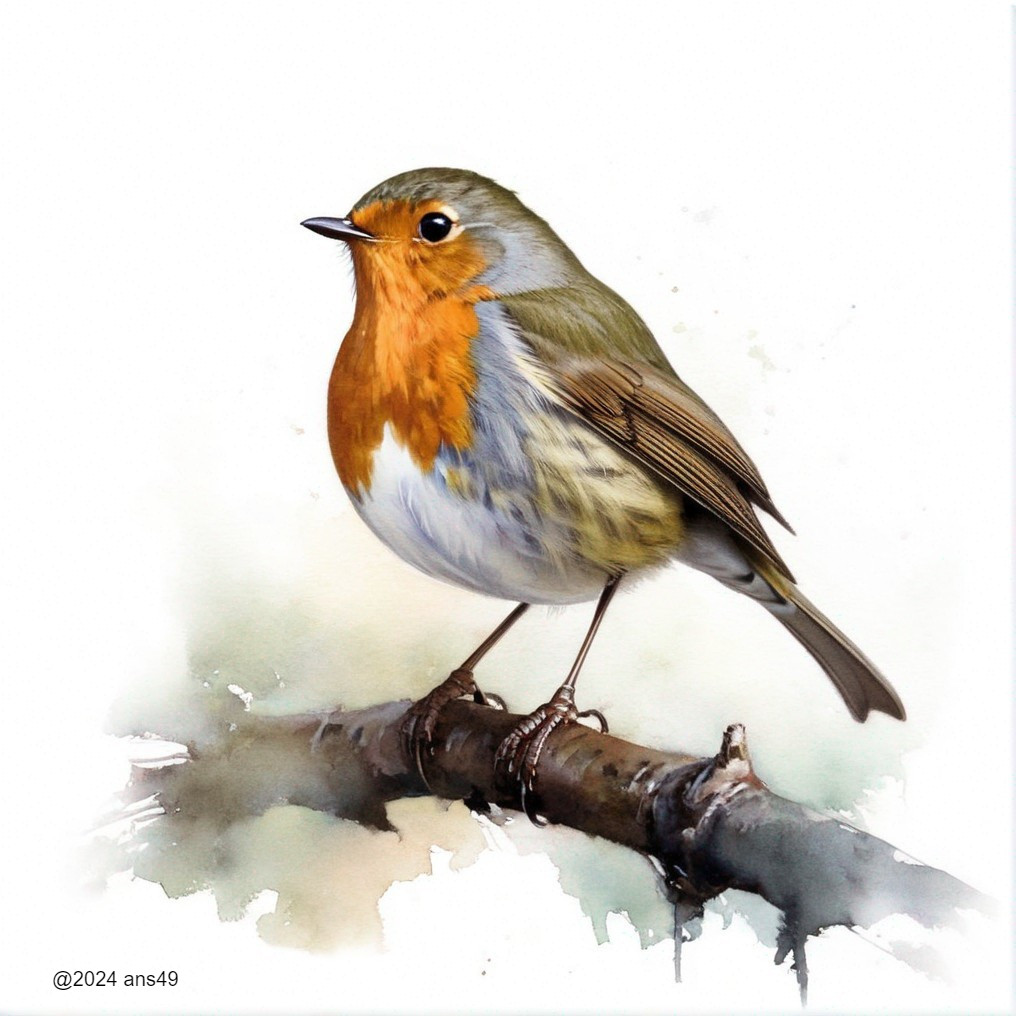 Vibrant Bird Illustration with Soft Watercolor Background