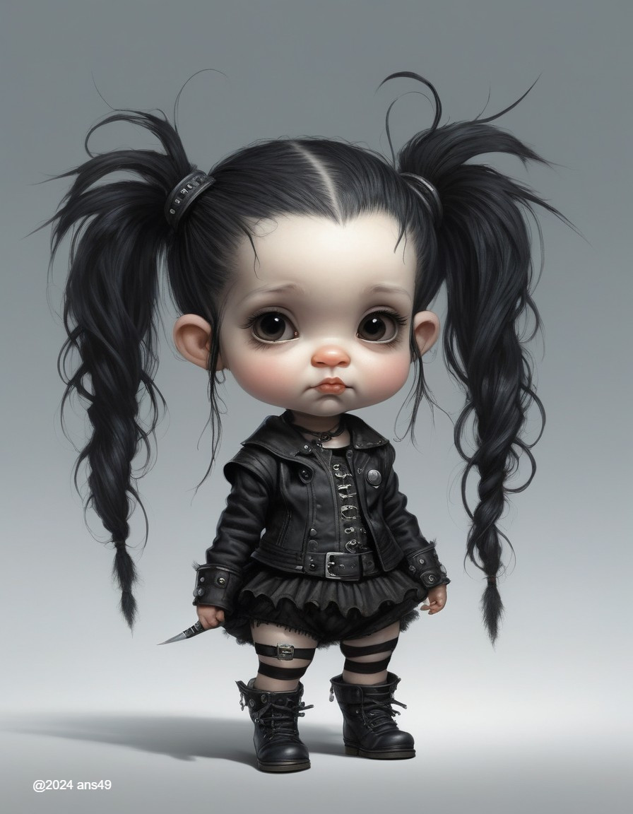 Gothic-Inspired Doll with Edgy Accessories and Style