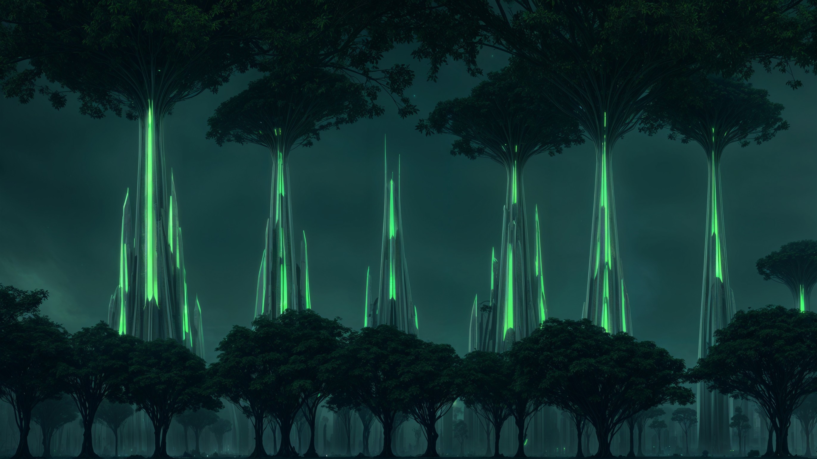 Crystalline Structures in a Twilight Forest Landscape