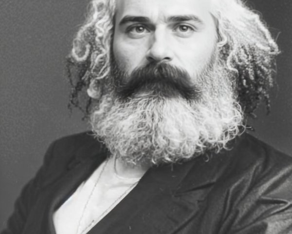 Distinguished man with gray hair and beard in dark jacket