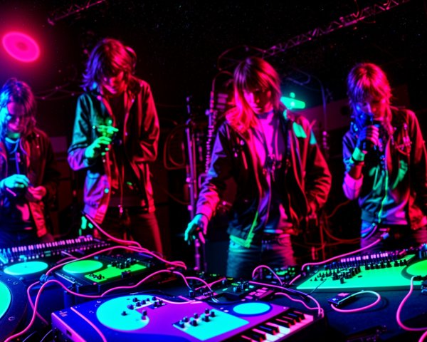 Vibrant Electronic Music Scene with DJ and Lights