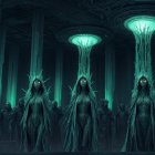 Surreal Futuristic Landscape with Illuminated Structures