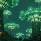 Luminescent Trees Under a Starry Night Sky