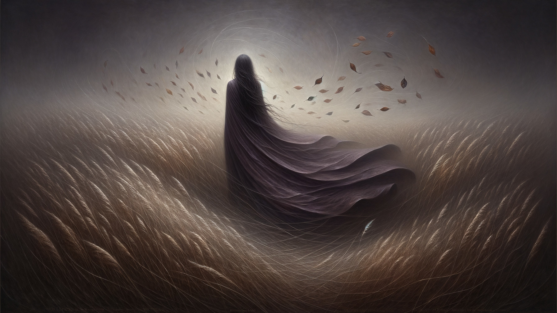 Solitary Figure in a Dreamlike Golden Field