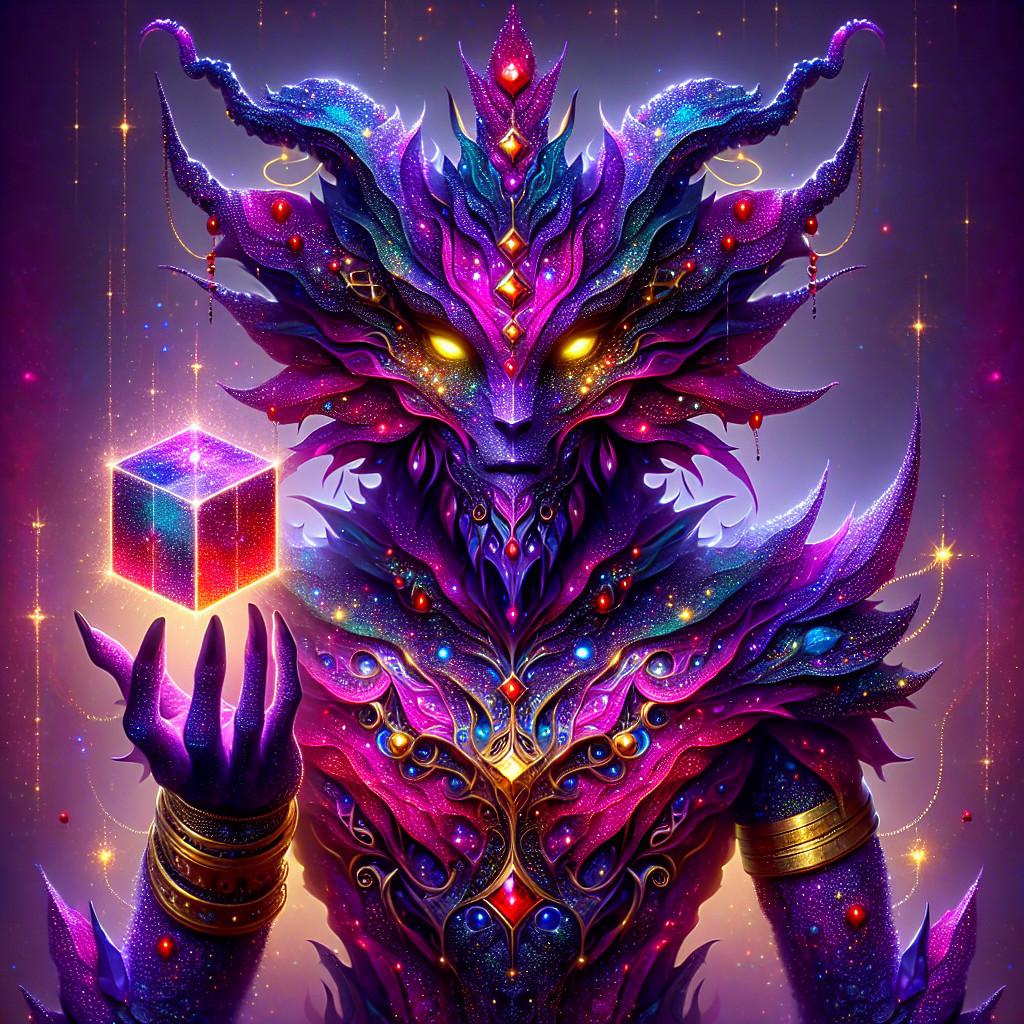 Majestic Ethereal Figure with Colorful Detailing