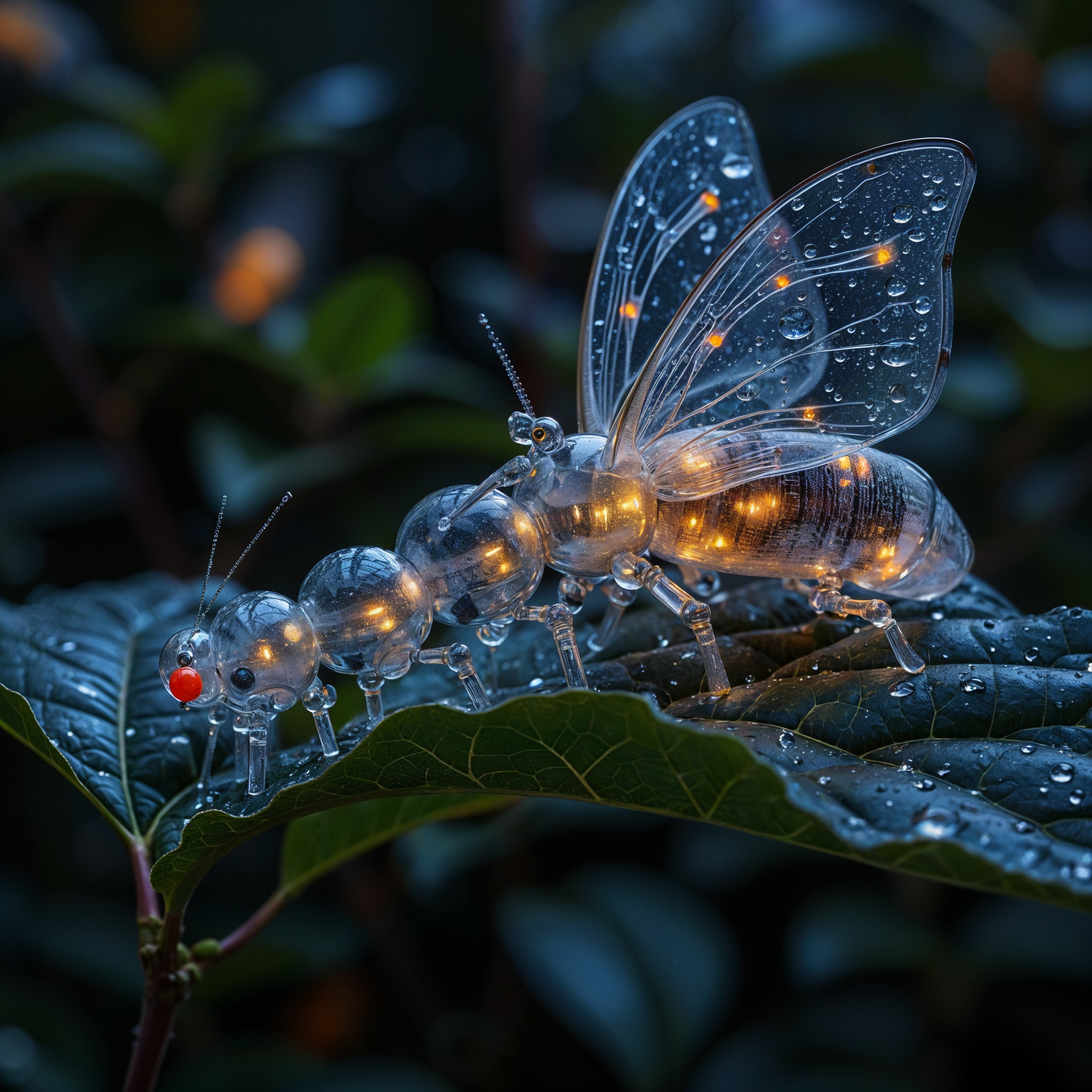 Translucent Creature with Caterpillar and Butterfly Features
