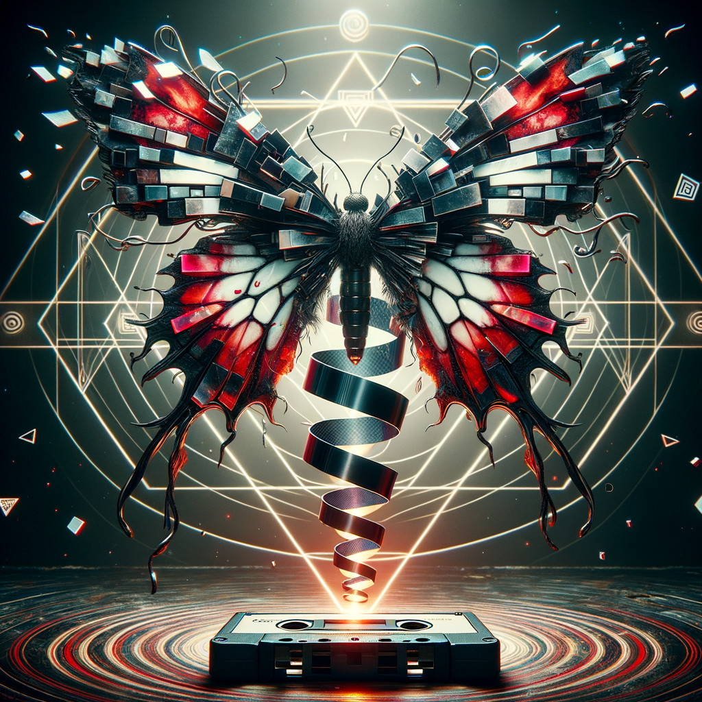 Surreal Butterfly from Vintage Cassette Tape Design